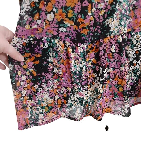 Vince Camuto Floral Tiered Babydoll Dress Fall Colors Mini Dress M Boho NWT - Picture 7 of 16